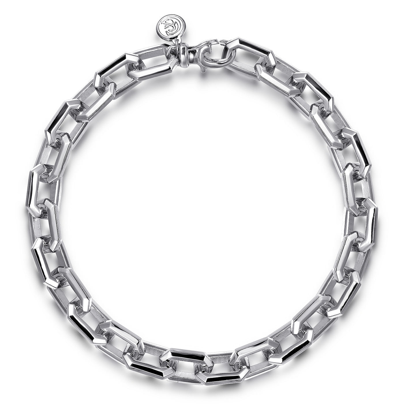 Solid Chain Bracelet Faceted 925 Sterling Silver TBM4811-85SVJJJ
