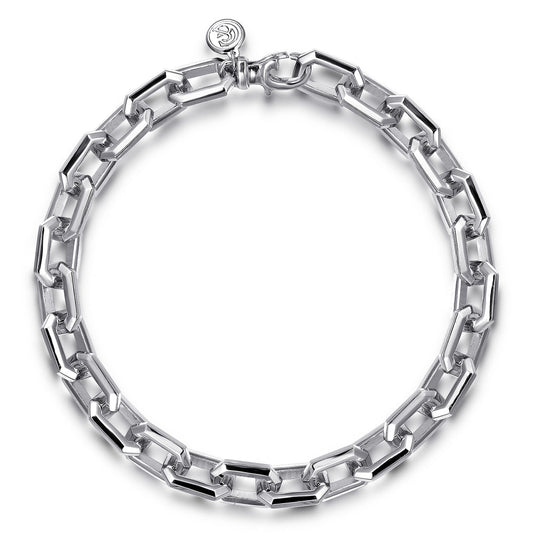 Solid Chain Bracelet Faceted 925 Sterling Silver TBM4811-85SVJJJ