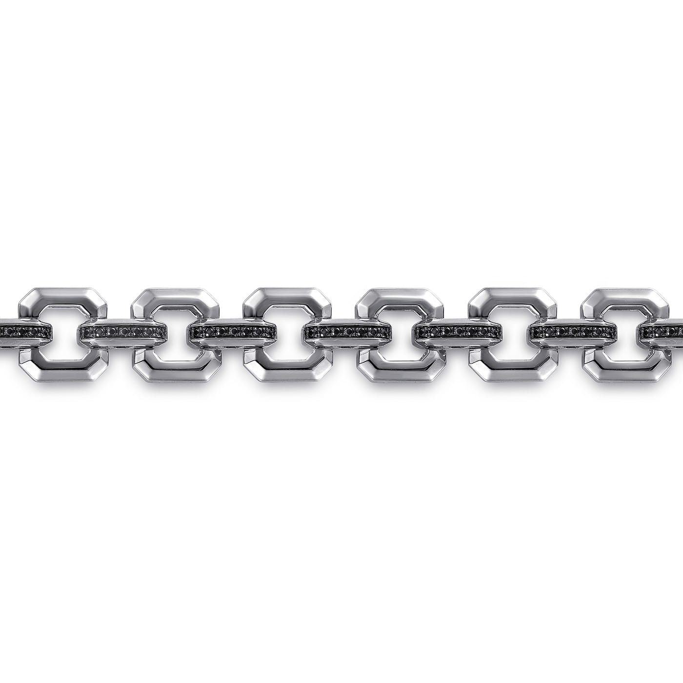 Link Chain Bracelet 925 Sterling Silver Black Spinel TBM4825-8SVJBS