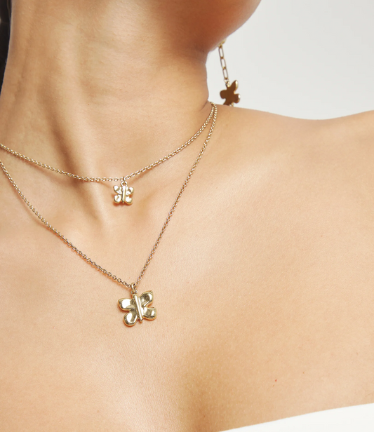 Double necklace with butterflies COL2057