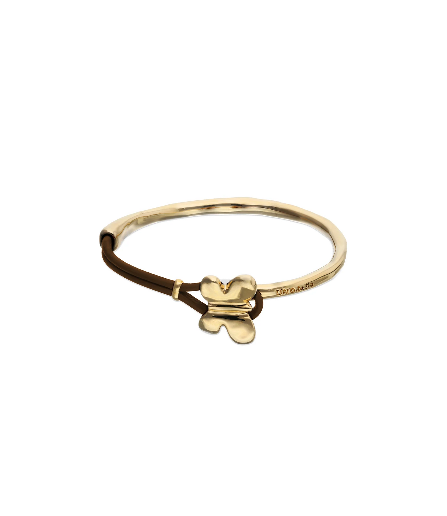 Brown leather bracelet with butterfly ornament PUL2614