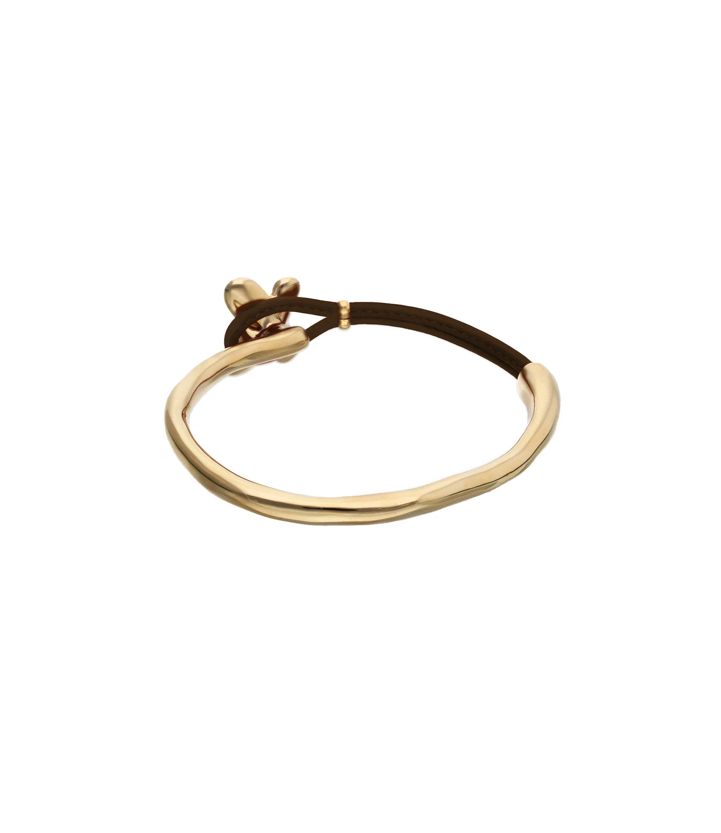 Brown leather bracelet with butterfly ornament PUL2614
