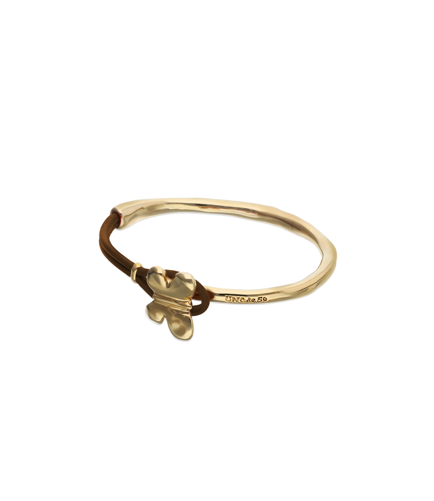 Brown leather bracelet with butterfly ornament PUL2614