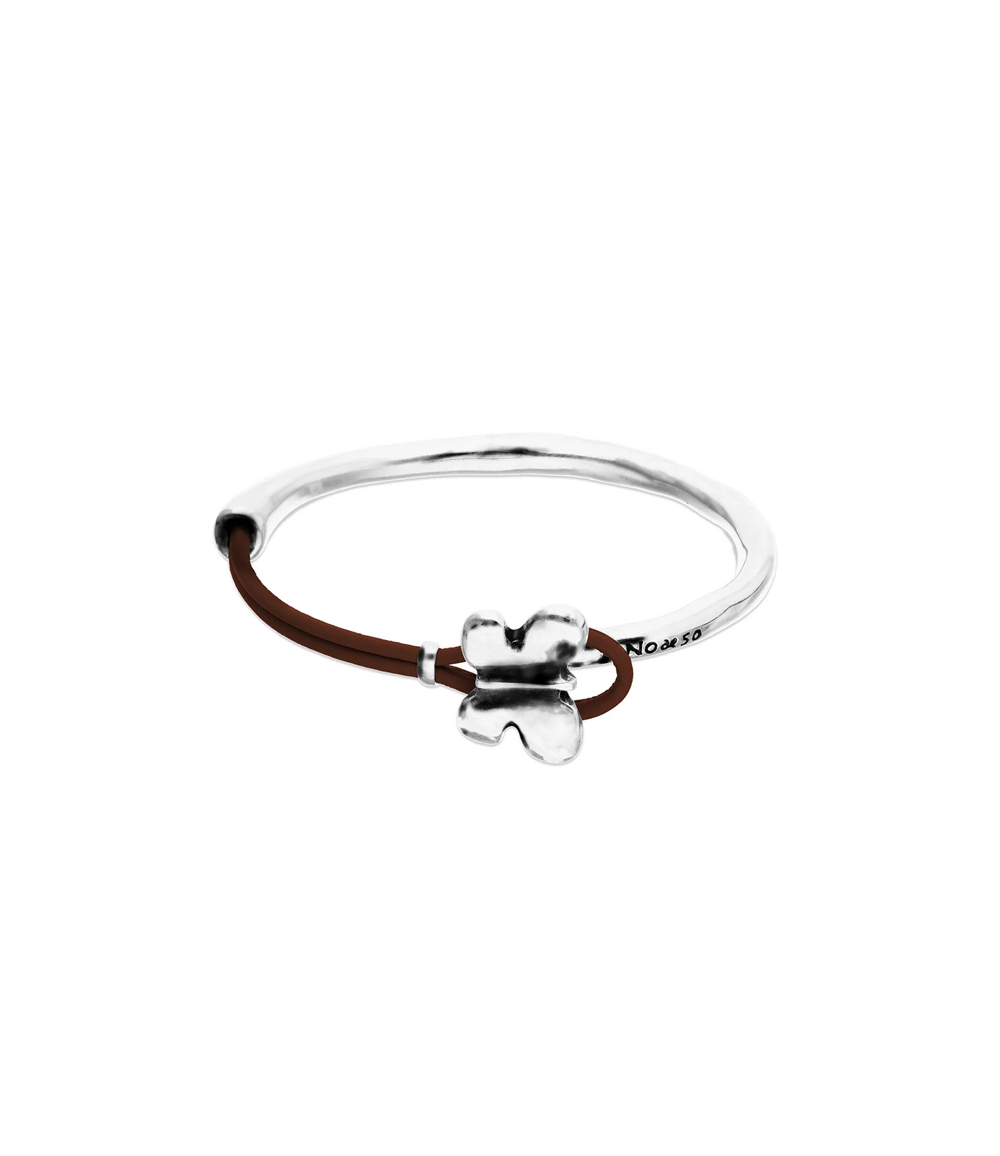 Brown leather bracelet with butterfly ornament PUL2614