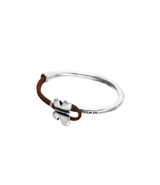 Brown leather bracelet with butterfly ornament PUL2614