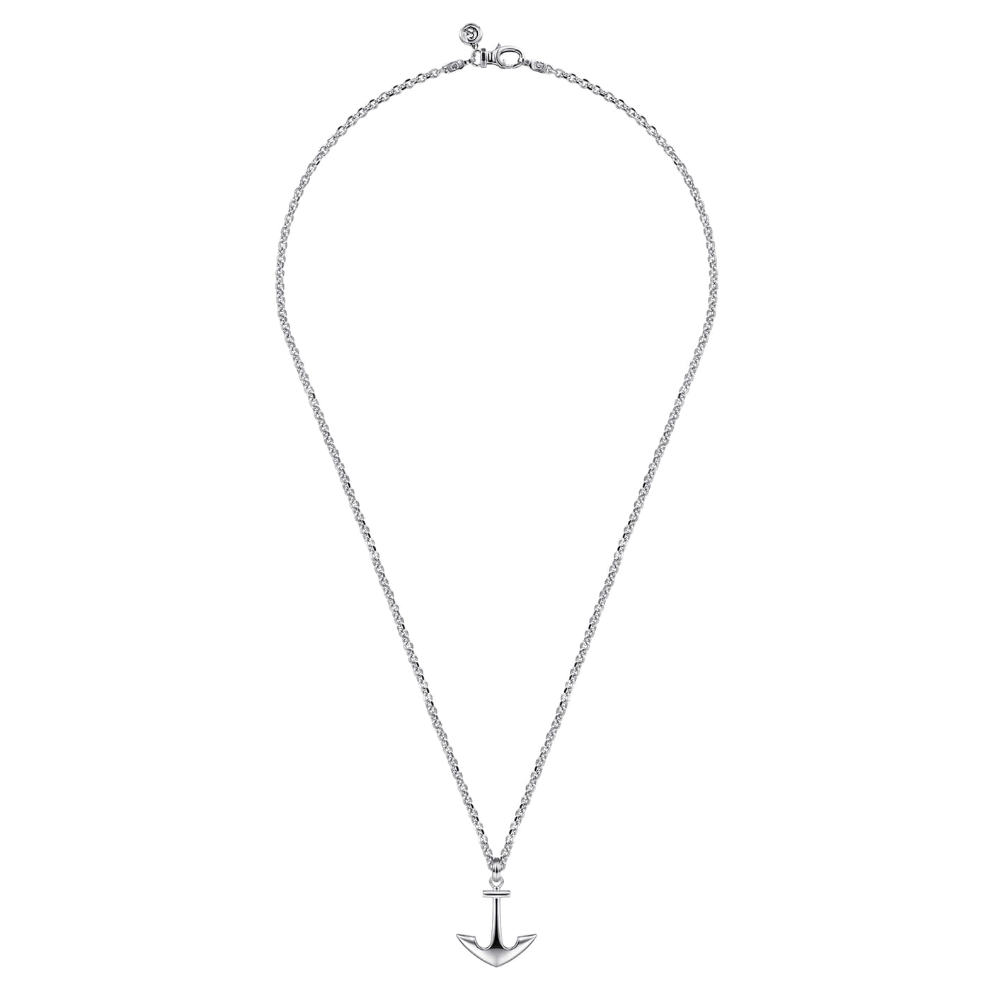 925 Sterling Silver Anchor Pendant Necklace NKM2108-22SVJJJ