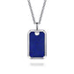 925 Sterling Silver Lapis Dog Tag Pendant Necklace NKM2248-22SVJLP