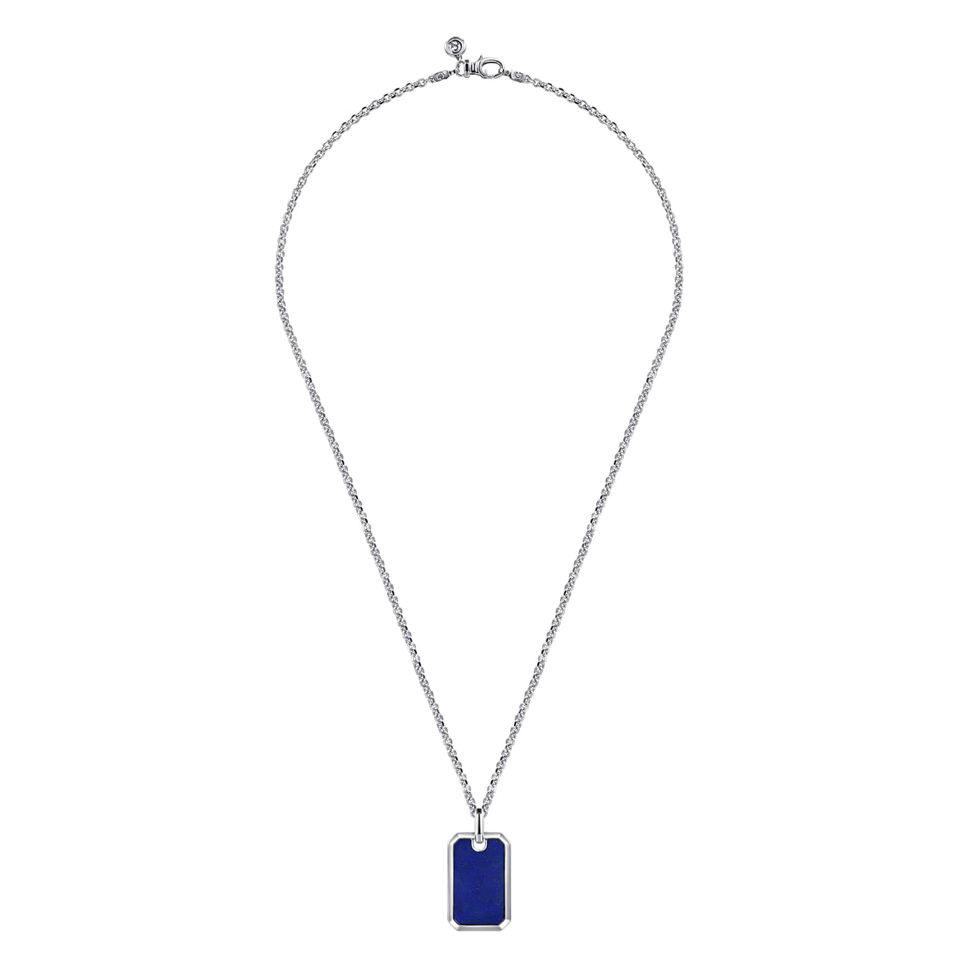 925 Sterling Silver Lapis Dog Tag Pendant Necklace NKM2248-22SVJLP