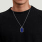 925 Sterling Silver Lapis Dog Tag Pendant Necklace NKM2248-22SVJLP