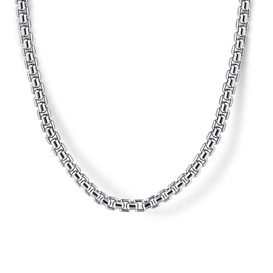 2.5mm 925 Sterling Silver Men’s Solid Round Box Chain Necklace NKM2267-22SVJJJ