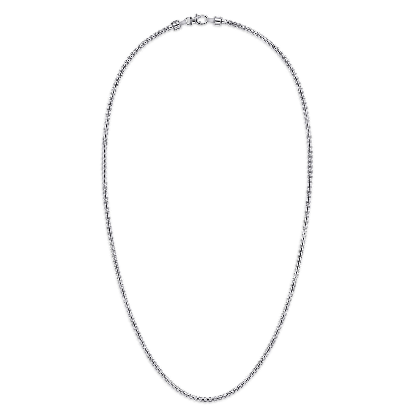 2.5mm 925 Sterling Silver Men’s Solid Round Box Chain Necklace NKM2267-22SVJJJ