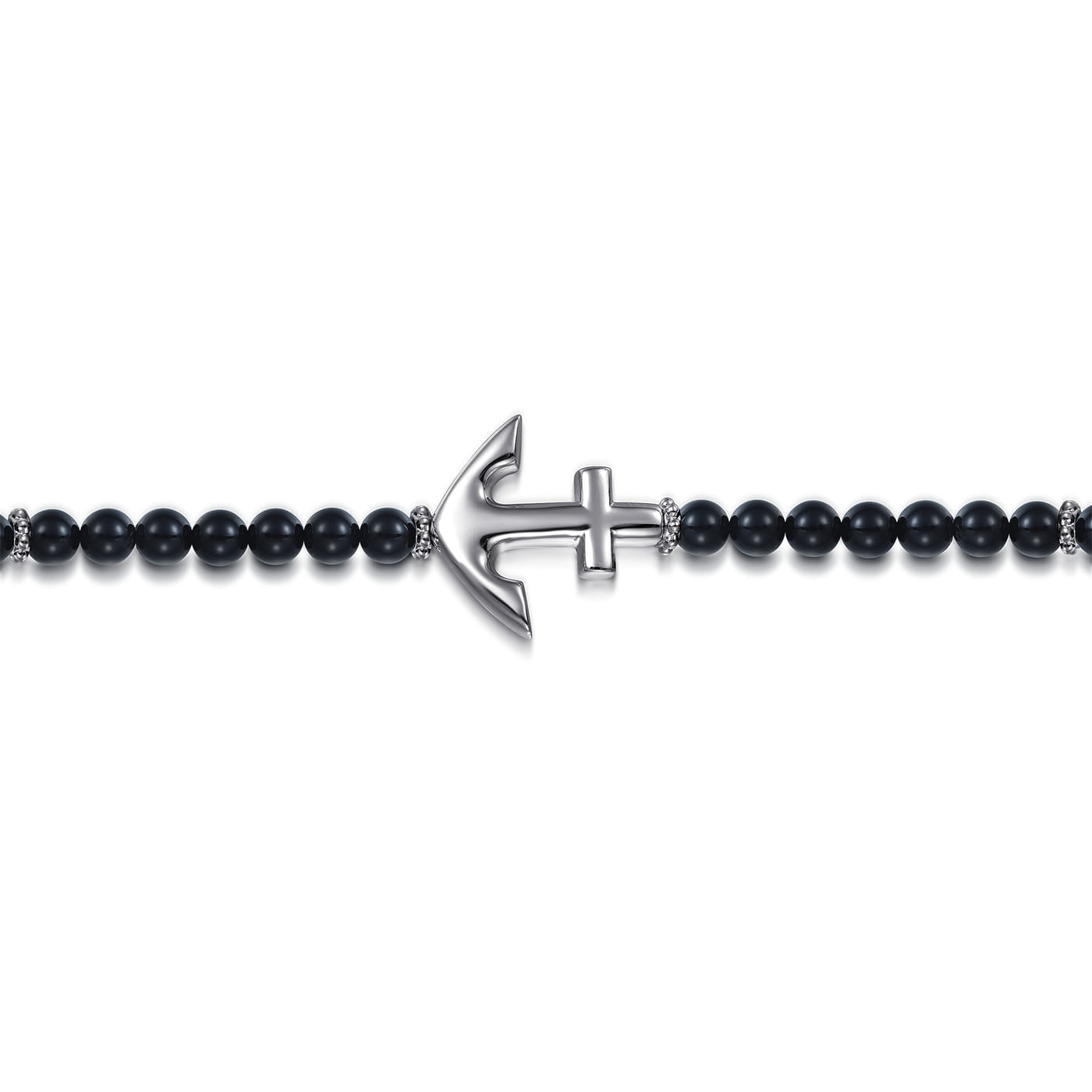 Beaded Bracelet Anchor 925 Sterling Silver Onyx 4mm TBM20038SVJOX