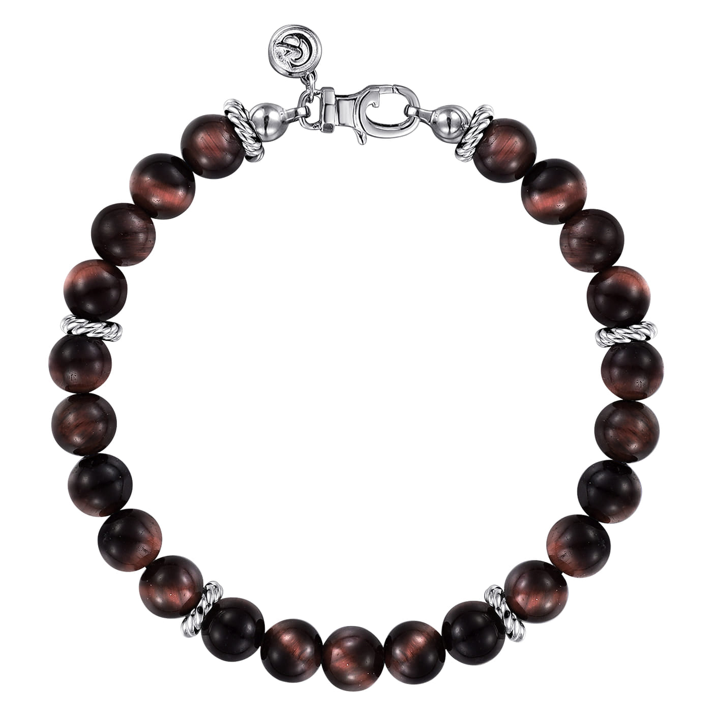 925 Sterling Silver Tiger Eye Beaded Bracelet TBM2080-85SVJTE