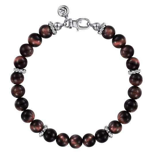 925 Sterling Silver Tiger Eye Beaded Bracelet TBM2080-85SVJTE