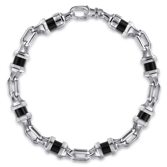 925 Sterling Silver Onyx Cylinder Beaded Men’s Bracelet TBM2169SVJOX