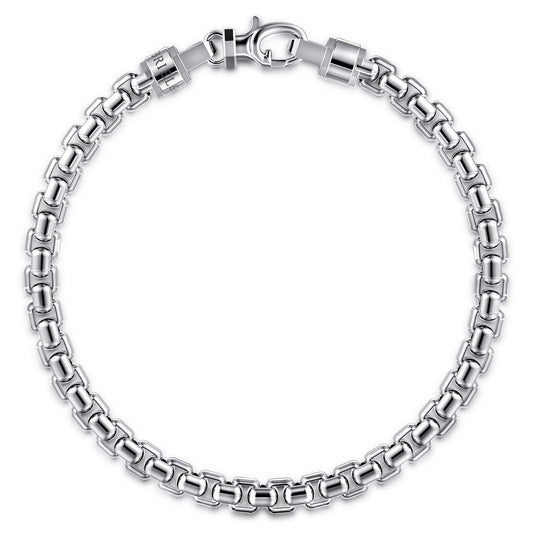 5mm 925 Sterling Silver Men’s Solid Round Box Chain Bracelet TBM2234SVJJJ
