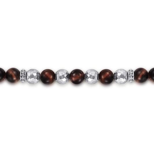 Beaded Bracelet 925 Sterling Silver Tiger Eye 6mm TBM4531SVJTE