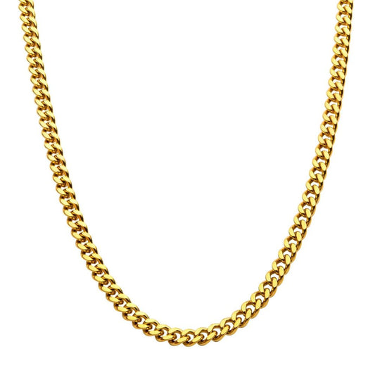 Inox 6mm 18Kt Gold IP Miami Cuban Chain Necklace