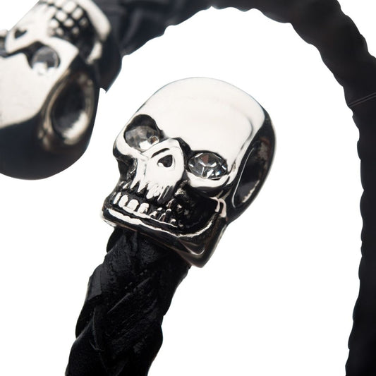 Skull Ends Cuff Leather Bracelet BR01581