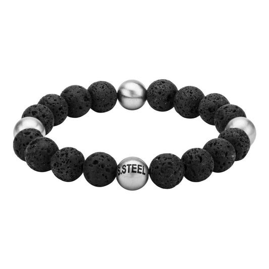 Lava Satin Beads Matte Steel Bracelet BR5140