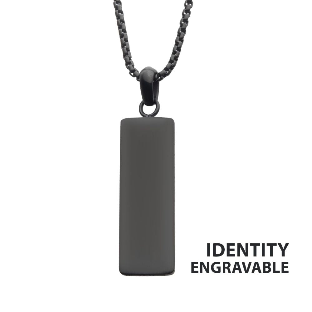 Matte Black IP Engravable Drop Pendant SSP15467NKK