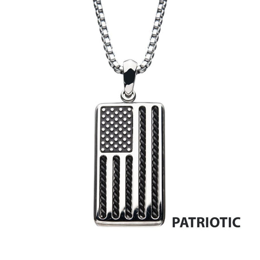 American Flag Stainless Steel Enamel Pendant SSP20727KNK1