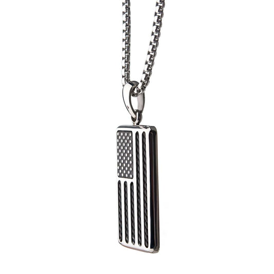 American Flag Stainless Steel Enamel Pendant SSP20727KNK1