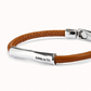 Camel leather bracelet with central sterling silver PUL2462