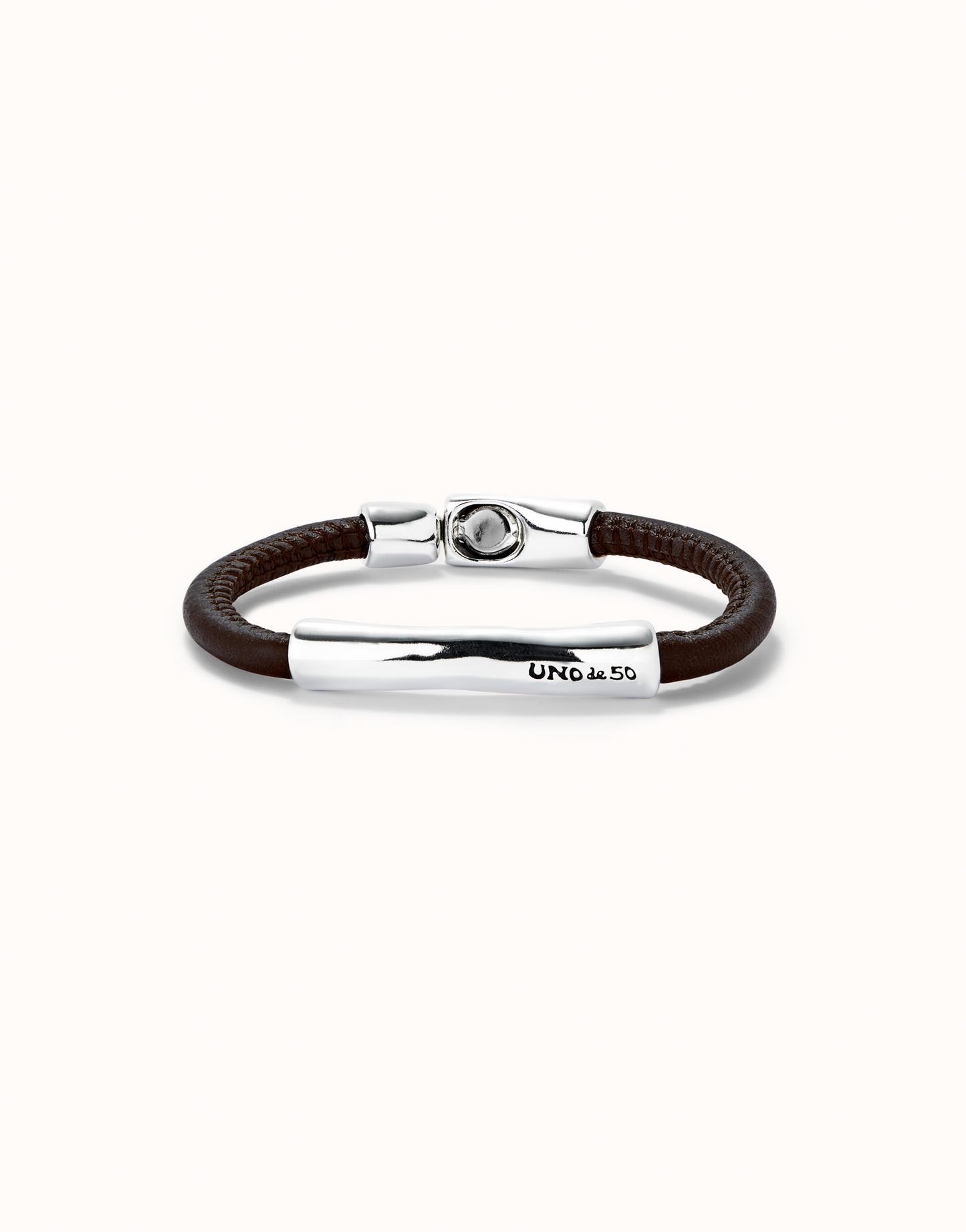 Brown leather bracelet with sterling silver PUL2462
