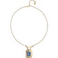 Collar bañado en oro 18k con cristal facetado rectangular azul COL2071AZUORO