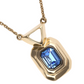 Collar bañado en oro 18k con cristal facetado rectangular azul COL2071AZUORO