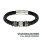 Celtic Knot Bead in Black Braided Full Grain Cowhide Leather Bracelet