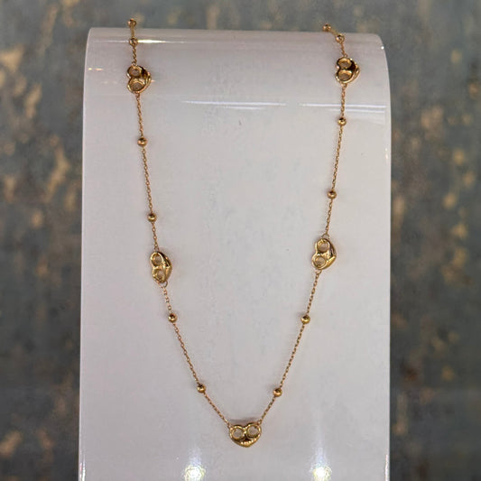 14k Gold Heart Gucci Puff Necklace