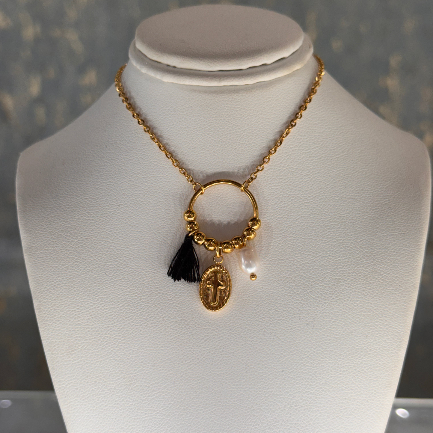 Cross and Pearl Necklace