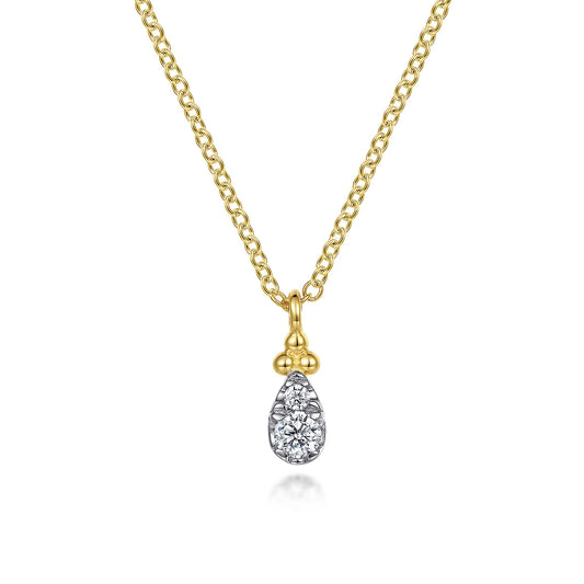 Gabriel & Co. 14K Yellow Gold Diamond Bujukan Teardrop Pendant Necklace NK7056Y45JJ