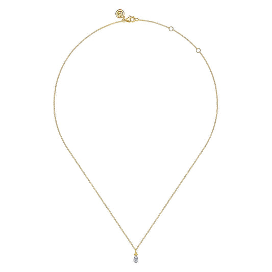 Gabriel & Co. 14K Yellow Gold Diamond Bujukan Teardrop Pendant Necklace NK7056Y45JJ