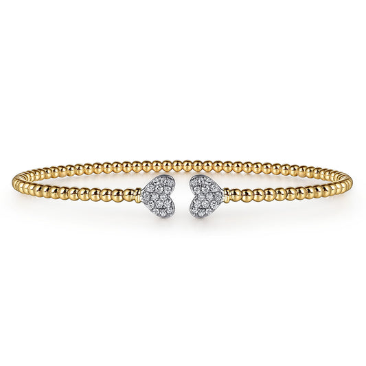 Gabriel & Co. 14K White-Yellow Gold Bujukan Diamond Hearts Split Bangle BG4253-62M45JJ