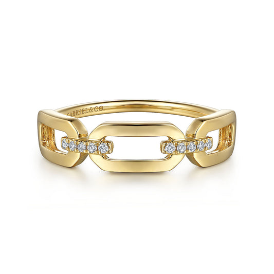 Gabriel & Co 14K Yellow Gold Diamond Link Chain Ladies Ring LR52499Y45JJ
