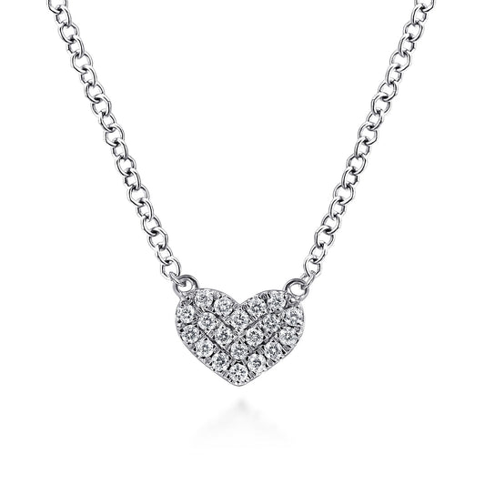 Gabriel & Co. 14K White Gold Pave Diamond Pendant Heart Necklace NK5450W45JJ