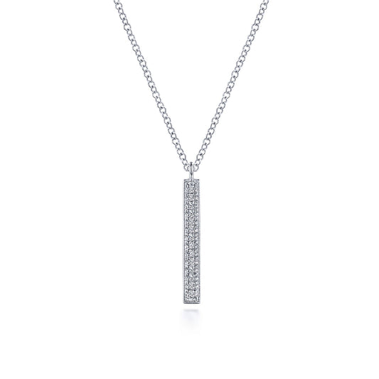 Gabriel & Co. 14K White Gold Diamond Bar Pendant Necklace NK6121W45JJ