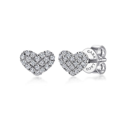 Gabriel & Co. 14K White Gold Heart Shaped Pave Diamond Stud Earrings EG13079W45JJ