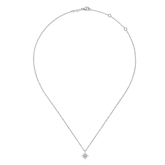 Gabriel & Co. 14K White Gold Diamond Pave Starburst Pendant Necklace NK6126W45JJ