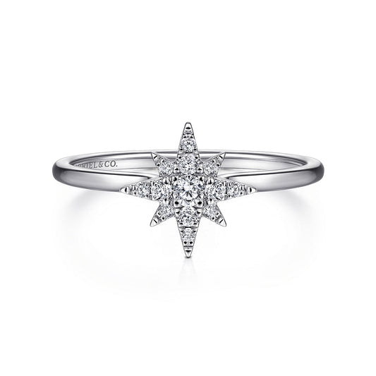 Gabriel & Co. 14K White Gold Diamond Starburst Ring LR51609W45JJ