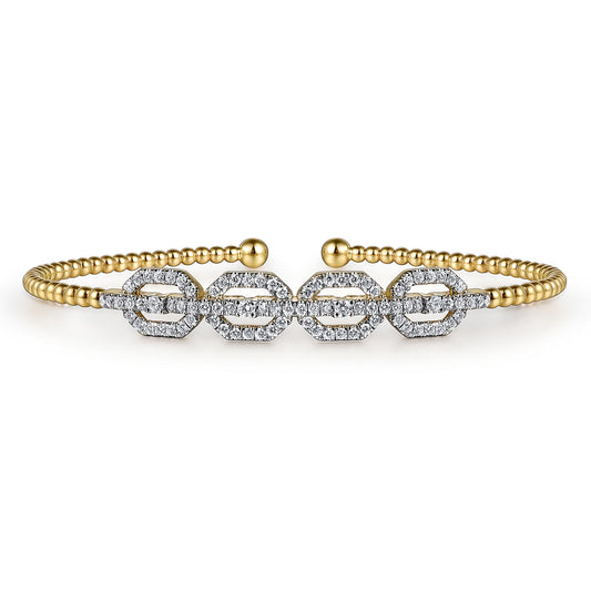 Gabriel & Co. 14K Yellow Gold Bujukan Diamond Linked Bangle BG4229-62Y45JJ