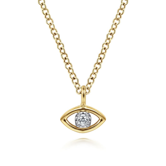 Gabriel & Co. 14K Yellow-White Gold Diamond Evil Eye Pendant Necklace NK6433M45JJ