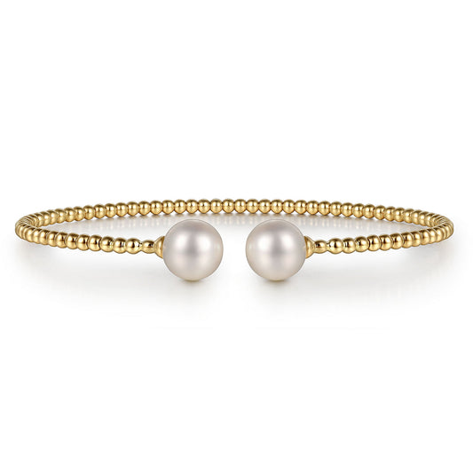 Gabriel & Co. 14K Yellow Gold Bujukan Pearls Split Bangle BG4475-5Y4JPL