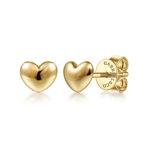 14K Yellow Gold Puff Heart Stud Earrings  EG14018Y4JJJ