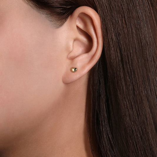 14K Yellow Gold Puff Heart Stud Earrings  EG14018Y4JJJ