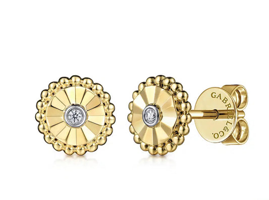 Gabriel & Co. Diamond Cut - 14K White And Yellow Gold Diamond Stud Earrings  EG14604M45JJ