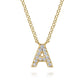 Gabriel & Co. 14K Yellow Gold Diamond A Initial Pendant Necklace NK8132